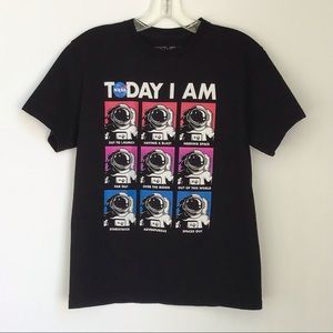 Fifth Sun NASA Boy's Black Short Sleeve T-shirt astronaut Graphic Size L (14-16)